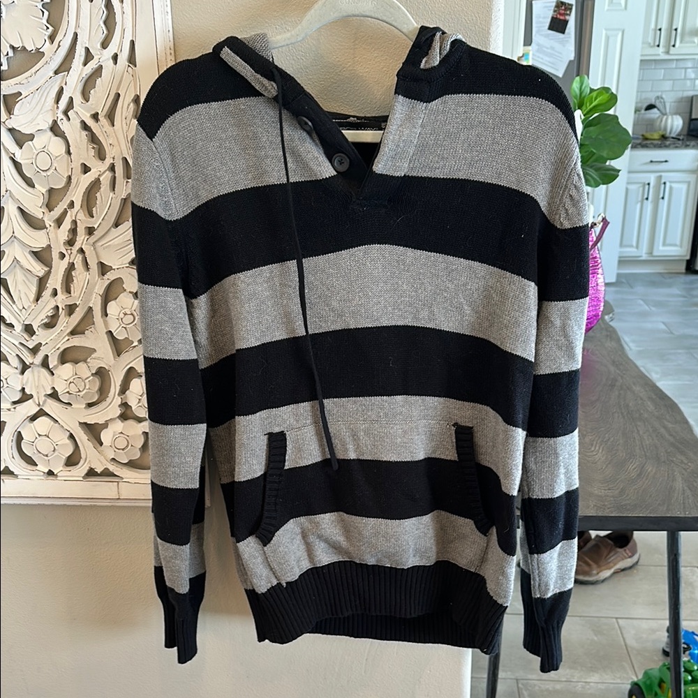 Striped Black and Gray Men's Sweater